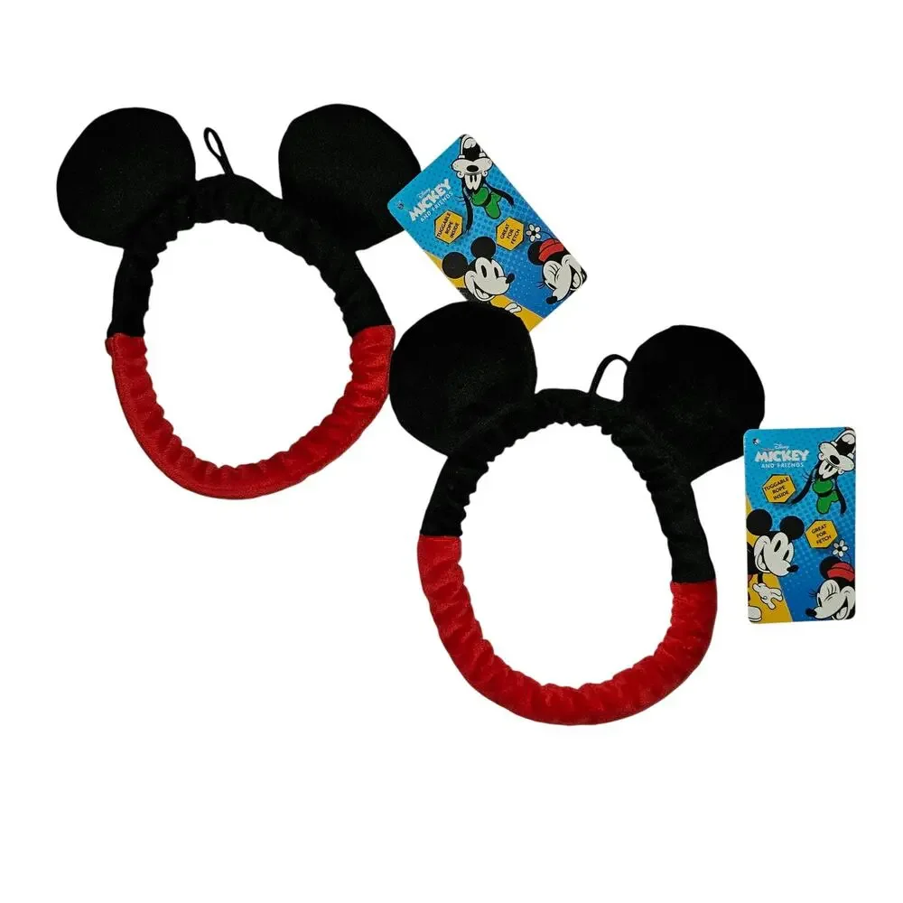 Disney Mickey Mouse Plush Ring Dog Toy Tuggle Rope Squeaker Inside Tug Fetch NEW